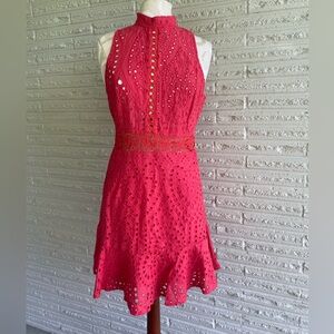 Hello Molly Red eyelet mini dress
